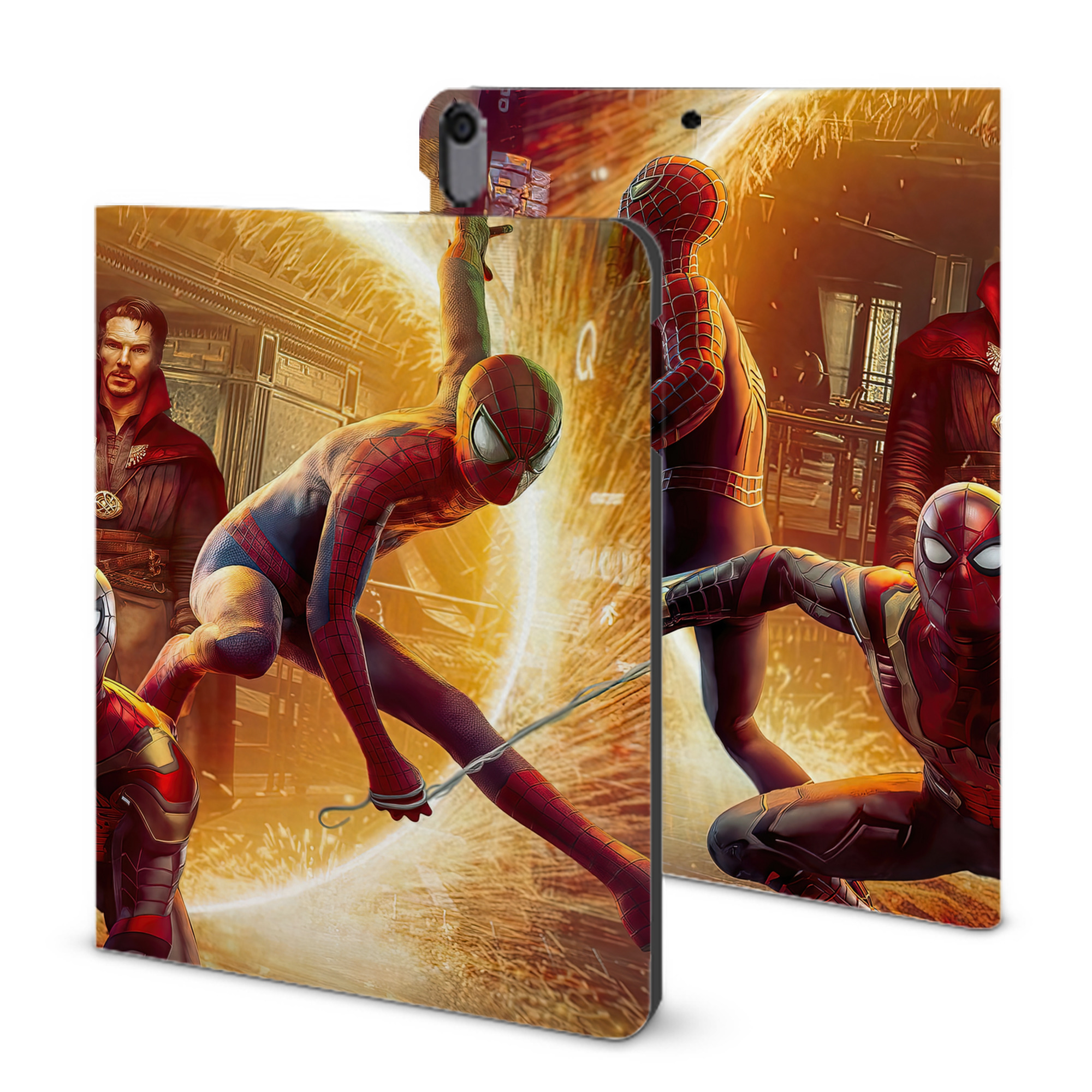（画像用） Spider Man スパイダーマン IPad ケース ブック型 PUレザー TPU 耐衝撃 軽量 薄型 ペン収納なし 全面保護 IPad 各モデル対応